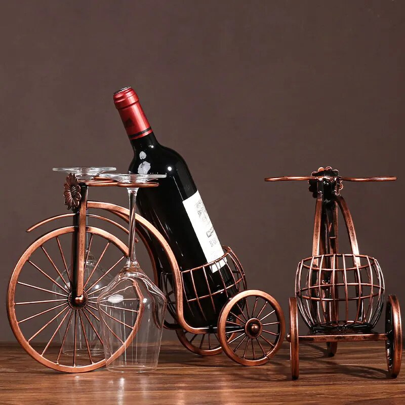 Vintage Bicycle Wine Rack & Glass Holder